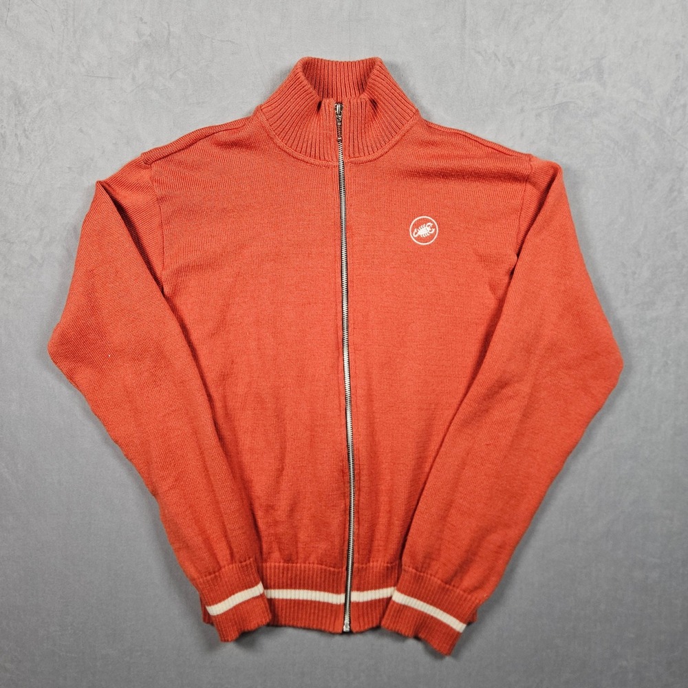 Castelli Sweater Womens Large Orange‎ Full Zip Wool Blend Sportswear Italian